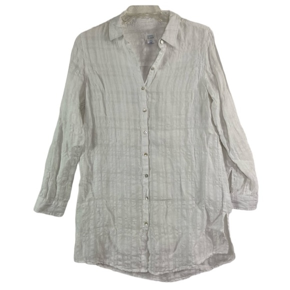 Sigrid Olson oversized white linen button down top. Size medium - Picture 1 of 8